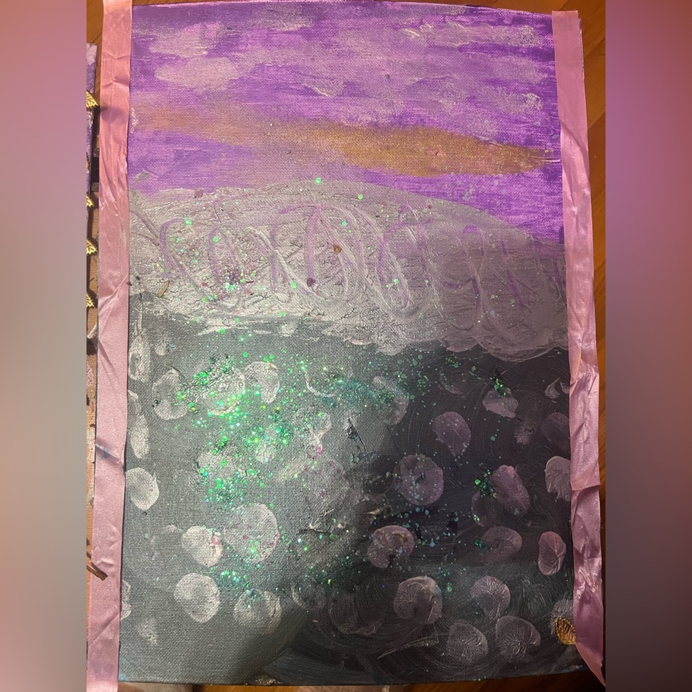 Vibrant Purple and Gray Abstract Canvas Art